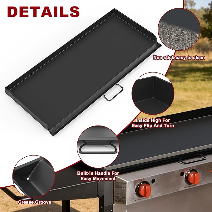Flat Top Griddle for Camp Chef 3 Burner Griddle, 37" x 16" Fry Griddle Replacement Part for Camp Chef Tundra, Expedition 3X Combo SG100 Accessories, Outdoor BBQ Camping Grills Accessorie