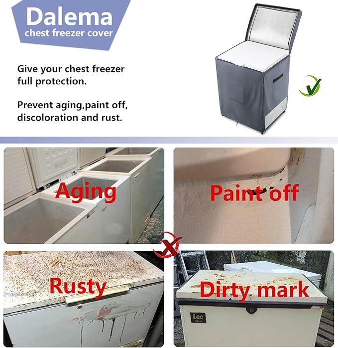 Deep Freezer Covers for Outside,Heavy Duty 600D Durable Chest Freezer Cover Waterproof,Outdoor Freezer Covers for Outside 5.0 Cubic Feet Chest Freezer,Top with Zipper to Open(28"W x 23"D x 34"H,Grey)