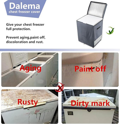 Deep Freezer Covers for Outside,Heavy Duty 600D Durable Chest Freezer Cover Waterproof,Outdoor Freezer Covers for Outside 7.0 Cubic Feet Chest Freezer,Top with Zipper to Open(38"W x 23"D x 34"H,Grey)