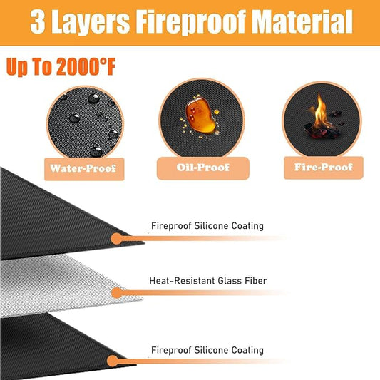 48x30'' Grill Mats for Outdoor Grill，Fireproof Heat Shield for Grill | Protecting Deck Railing Wall From Grill Heat and Oil Stain,Prevent Fence and Wall By BBQ Smoke.