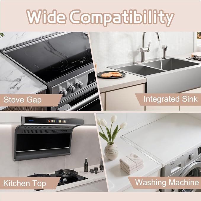 Stainless Steel Stove Gap Filler, 2 Pack Adjustable Covers for Counter, 13.8"-27.5", 0.79" Wide Heat Resistant Oven Guard Range Trim Kit, Silver