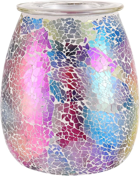 Dicimi Mosaic Glass 2-in-1 Wax Melt Warmer – Electric Incense Burner with Ambient Light, Flameless Candle Heater, Home Fragrance Lamp, Housewarming Gift