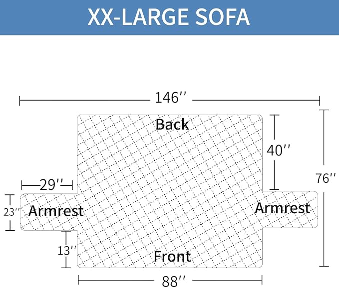 CUCRAF Non Slip Quilted Sofa Cover, Water Resistant Slipcover Furniture Protector for 4 Cushion Sofa Pet Friendly, Washable Couch Cover with Adjustable Elastic Straps (XX-Large, Khaki)