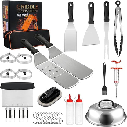 Blackstone Griddle Accessories, 30PCS Grilling Accessories for Outdoor Grill, Grill Accessories with Spatula, Basting Cover, Egg Rings for Outdoor BBQ, Camping, Teppanyak