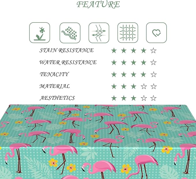 52x70 Inch Summer Pink Flamingo Tablecloth Retro Polka Dot Hawaiian Tropical Palm Leaf Green Table Cloth Waterproof Stain Resistant Table Cover for Dining Beach Pool Party Kitchen Home Decor