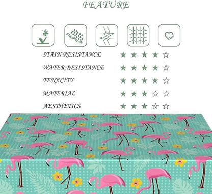 54x78 Inch Summer Pink Flamingo Tablecloth Retro Polka Dot Hawaiian Tropical Palm Leaf Green Table Cloth Waterproof Stain Resistant Table Cover for Dining Beach Pool Party Kitchen Home Decor