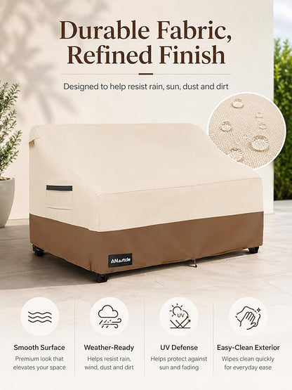 ANartcle 3-Seater Patio Sofa Cover,76W x 32.5D x 33H Inches Outdoor Couch Cover,100% Waterproof Heavy Duty Patio Sofa Covers,Patio Furniture Covers,Beige&brown