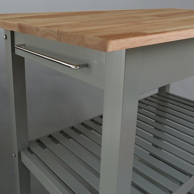 Casual Home Kitchen Island with Solid American Hardwood Top, Slate Gray, 40" W (373-932)
