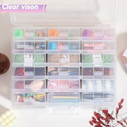 Plastic Storage Box with 18 Small Boxes Large Storage Box (18 Pack-Clear) | Multifunctional Design,Stackable,See Through,Versatile Organization,Space-Saving,Durable,Dust Protection,Clear