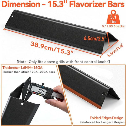 Spirit e310 7636 Flavorizer Bars & 69787 Grill Burner for Weber Spirit and Spirit II 300 Series E310 E320 E330 S310 S320 S330 68950 with Front Control, Grill Parts 15.3" Heat Plate, 18" Burner Tube