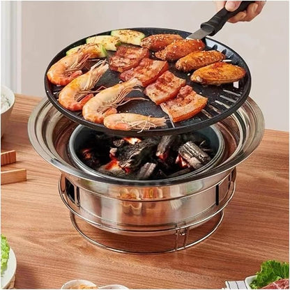 Multifunctional Charcoal Barbecue Grill, Household BBQ, Portable Camping Stove(35cm Set)