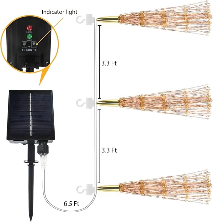 PXBNIUYA 3 Pack 600 LED Solar Starburst Sphere Lights Remote Control,LED Firework Light 8 Modes Dimmable Waterproof Hanging Fairy Light, Copper Wire Lights for Patio Parties Christmas (Warm White)