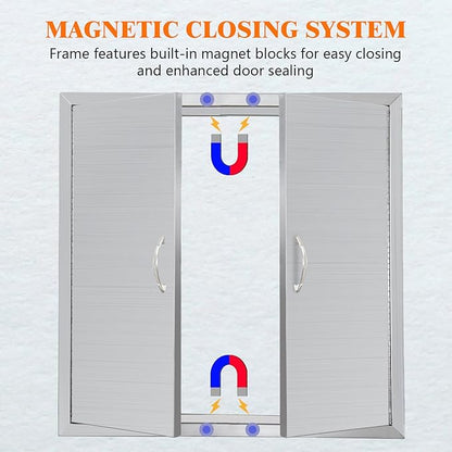 Outdoor Kitchen Doors 24" W x 24" H, Stainless Steel BBQ Access Doors, Flush Mount BBQ Door for Outside Kitchen Grilling Station, Barbeque Oven Island, Storage Cabinet Door