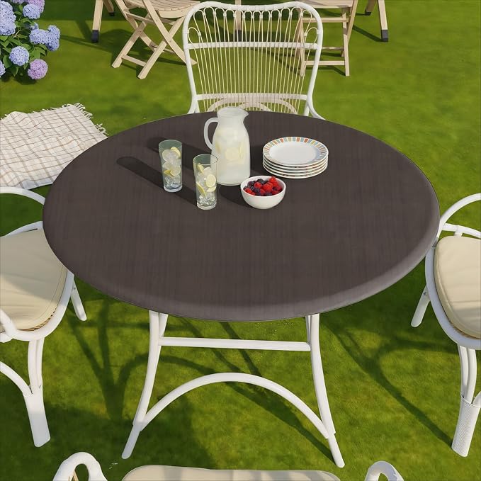 opstellen Fitted Round Tablecloth Waterproof Table Cloth Vinyl Indoor Outdoor Circle Cover for 36-44" Tables Dining Kitchen Apartment Home Party Gear Gifts Summer Fall Patio Picnic Camping Essentials