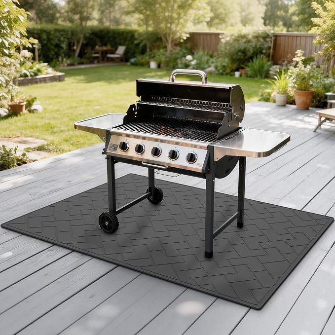 66" x 49" Heavy Duty Grill Mat for Outdoor Grill, BBQ Mats & Under Grill Mat for Patio Deck Protection, Waterproof, Oil-Resistant, Easy-to-Clean Floor Protector
