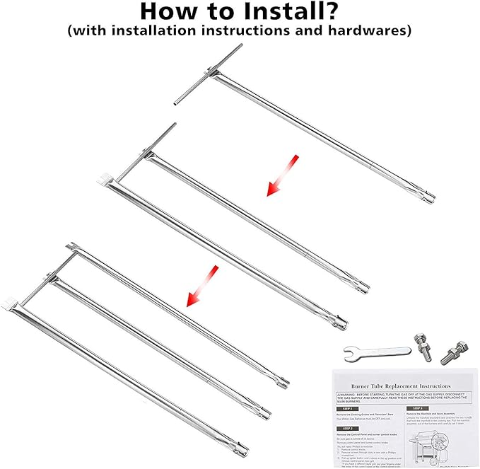 Hisencn 7508 Grill Burner Tube for Weber Genesis Silver B & C, Gold B & C, Weber Spirit 300, Spirit E310 E320 (with Side Control Knobs), Spirit 700 Weber 900 Burner Tube Set, 28 1/8 inches