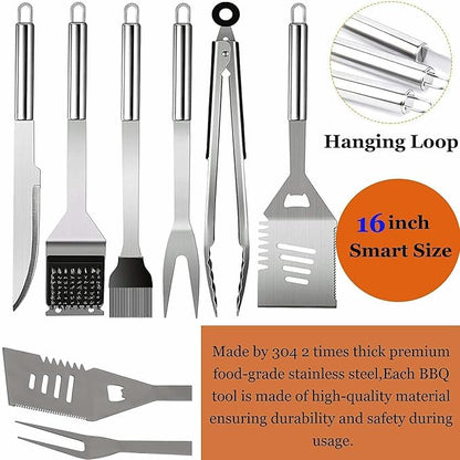MUJUZE BBQ Grill Accessories Set,Grill Accessories Gifts for Fathers Day,BBQ Grill Sets for Men,31PCS Grilling Gifts for Men,Grilling Accessories with Apron for Dad,Barbecue Tool Sets
