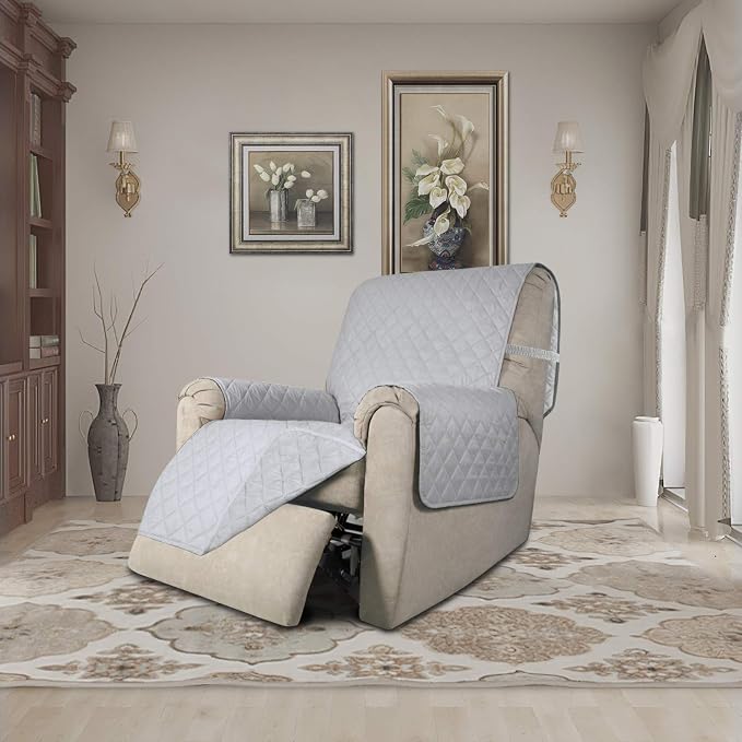 Easy-Going Reversible Couch Cover, Recliner 19 in, Light Gray/Light Gray | Machine Washable Slipcover For Dogs, Water Resistant Furniture Mat For Living Room, Non-Slip Sofa Cover, Pet Friendly