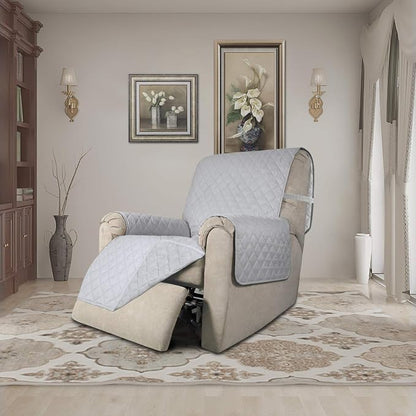 Easy-Going Reversible Couch Cover, Recliner 19 in, Light Gray/Light Gray | Machine Washable Slipcover For Dogs, Water Resistant Furniture Mat For Living Room, Non-Slip Sofa Cover, Pet Friendly