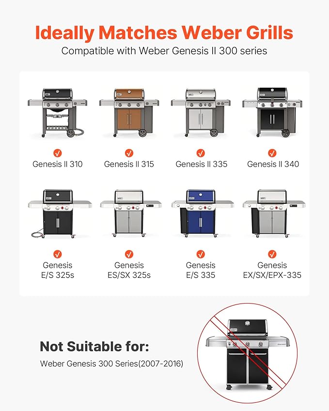 VEVOR Flavorizer Bars, 17 inch Grill Replacement Part, for Weber Genesis ll 310 315 335 340, E/S 325s, ES/SX 325s, E/S 335, EX/SX/EPX-335 Grills, Porcelain-enameled Steel Thicker Heat Plate, 5 Pack