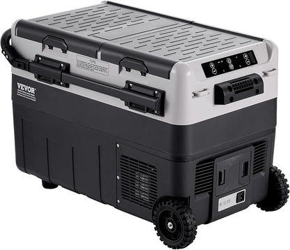 VEVOR Car Refrigerator 50L / 52.8 QT, Dual Zone 12 Volt Compressor Fridge, -4℉ to 68℉ Adjustable, Portable Freezer Cooler for Car, RV, Camping, Home