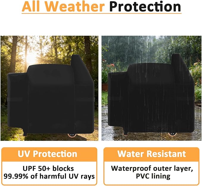 Grill Cover for Pit Boss Deluxe and 820 Pro Series Pellet Grill with Side Shelf, for Pit Boss PB820D 820FB 820D3 820SC 820XL 820PS1, 820CS1 Competition, Sportsman 820 Series, Replace for 73821 Cover