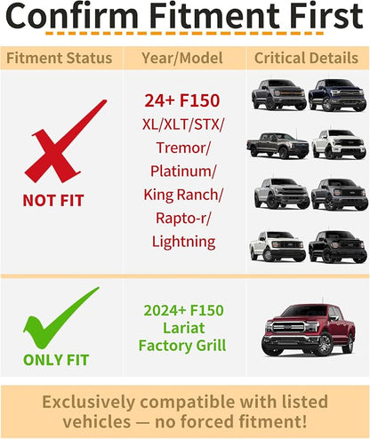 LED Grill Lights for Ford F150 2024-2026 Accessories Lariat Only, Amber | Direct-Snap F150 Front Grille Marker Lights, OEM-Style Fit, IP68 Waterproof, Raptor-Style Front-End Upgrade, Off-Road Ready