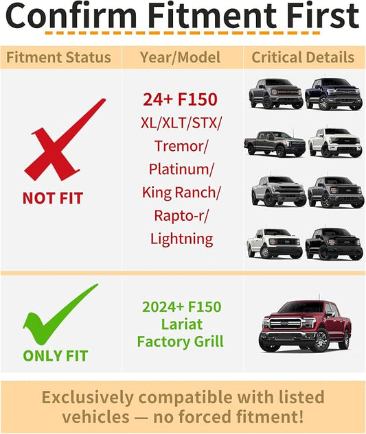 LED Grill Lights for Ford F150 2024-2026 Accessories Lariat Only, Amber | Direct-Snap F150 Front Grille Marker Lights, OEM-Style Fit, IP68 Waterproof, Raptor-Style Front-End Upgrade, Off-Road Ready