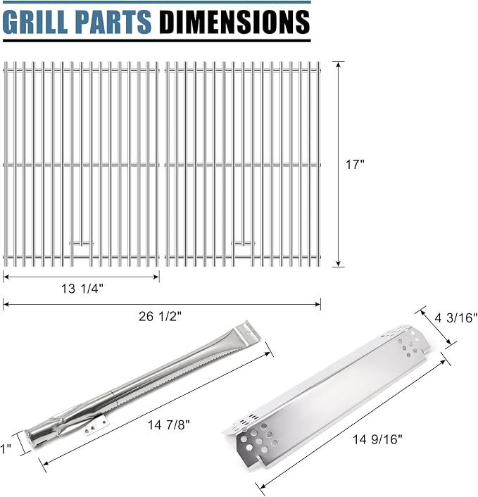 Grill Replacement Parts for Nexgrill 720-0830H, Nexgrill 720-0783E 720-0783EH, Grill Heat Plates, Burner Tubes and Igniter, Grill Grates for Home Depot Nexgrill 4 Burner 720-0830H