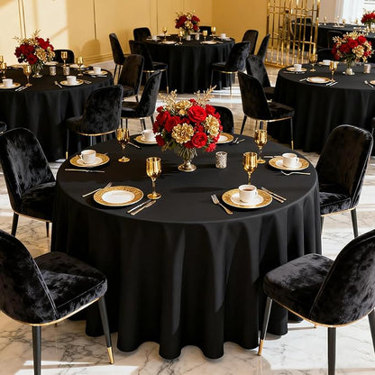 MRJ 6 Pack Round Table Cloth 70 Inch Black Polyester Tablecloth Stain and Wrinkle Resistant Washable Table Cover for Restaurant Hotel Banquet