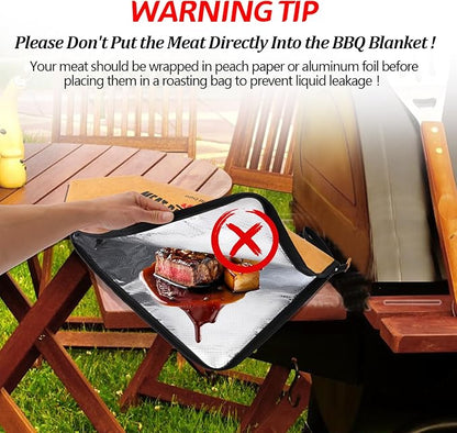 BBQ Blanket for Resting Meat, Smoked Grilled Bag for Brisket, Turkey, Pork Shoulder, Beef, Rest Ez Smoker Meat Resting Blanket Wide Mouth, Grilling Gift for Men, Dad, Husband