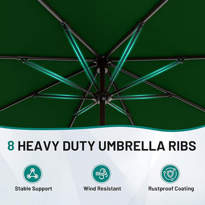 AreShark 12 FT Patio Umbrella for Outdoor, Outdoor Table Umbrella with Crank, Outdoor Patio Umbrellas with 8 Sturdy Ribs, Patio Umbrellas for Market, Garden, Pool (Dark Green)