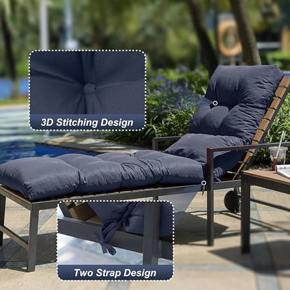 Outdoor Lounge Chair Cushions, 74.4 x 22 x 4.7 Inches Waterproof Fade Resistant Patio Cushion for Chaise Lounger