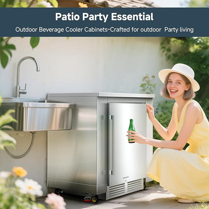 BODEGA 24 inch Stainless-Steel Outdoor Kitchen Cabinet for Beverage Cooler, Under Counter Beverage Refrigerator Cabinet Module is Designed to 24-inch Indoor/Outdoor Under-Counter Refrigerator.