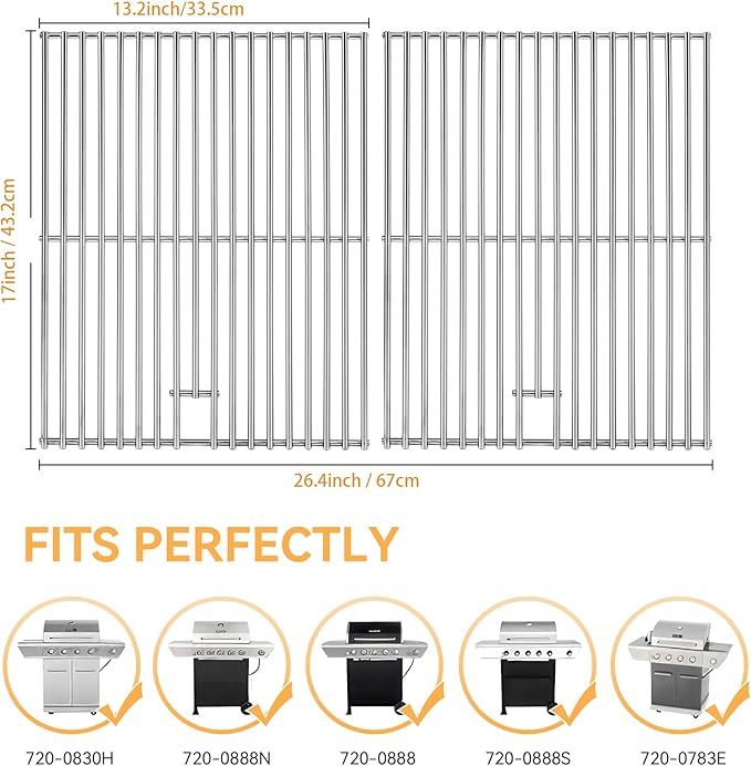 17 x 13 Grill Grate for Home Depot Nexgrill 720-0830H, 5 Burner 720-0888S 720-0888N, 17 Inch Stainless Steel Grill Grates Replacement Parts for Nexgrill 4 Burner 720-0783E 720-0783C