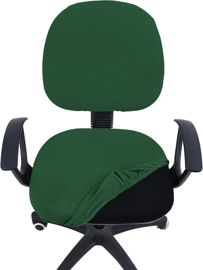 Smiry Office Computer Chair Covers for Desk Rotating Chair Protector | Stretch Jacquard Removable Washable Universal Slipcovers, Seat + Backrest Cover, Emerald Green