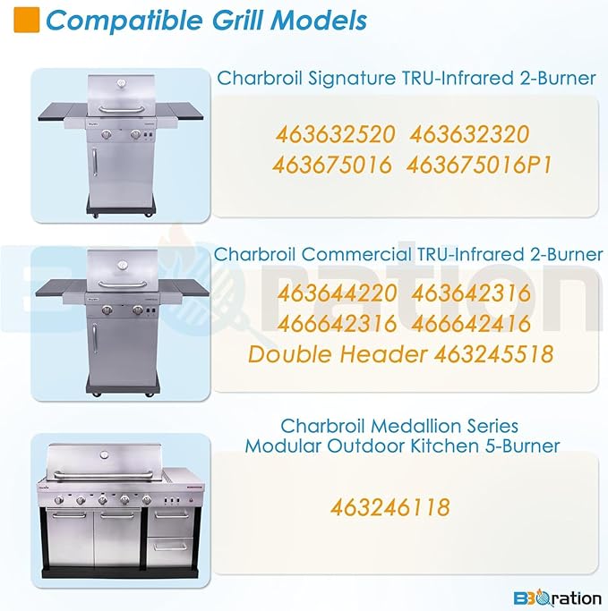G362-2100-W1 Grill Replacement Kit for Charbroil TRU-Infrared 463642316 463644220 463632320 463675016 463644220 463245518, Grill Grate, Heat Plates and Burner Kit for Charbroil 466642416
