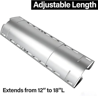 Universal Adjustable Grill Heat Plates, Heat Tents, Flame Tamer Burner Covers, Heavy Duty Heat Plate Shield, Stainless Steel Grill Replacement Parts, Extends from 12" up to 18" L, 3 Pack