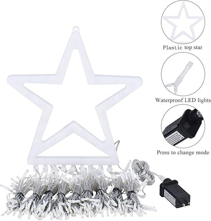 Outdoor Christmas Star String Lights, 320 LED 11.5 ft Waterfall Tree Lights with 8 Lighting Modes for Indoor/Outdoor Yard, Home, Festival, Party, Xmas, New Year Decor