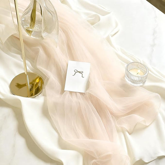 Ivory Chiffon Table Runner 35x120 Inches 12 Pack Bulk for Wedding Party Formal Event Table Decor