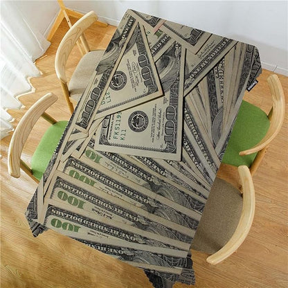 Swono US Dollar Tablecloth Money Hundreds of 100 Dollar Bills Decorative Table Cover for Home, Kitchen, Picnic, Party Banquet and Holiday Tablecloth, 52x70 Inch(4-6 Seats)