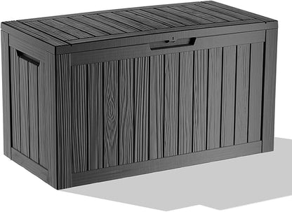 80 Gallon Deck Box with Lock - Resin Waterproof Outdoor Storage Box for Patio Furniture,Garden Tools,Cushions,Pool Accessories(Black)