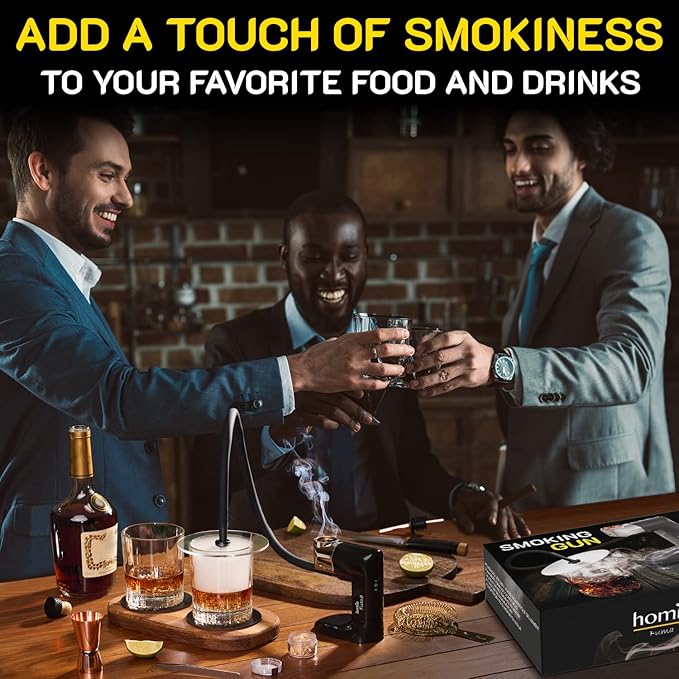 Cocktail Smoker Kit - Whiskey Smoker Kit - Smoke Infuser - Starter Kit, 12 PCS, Smoker Machine with Accessories and Wood Chips - Indoor Smoker - Gift for Men