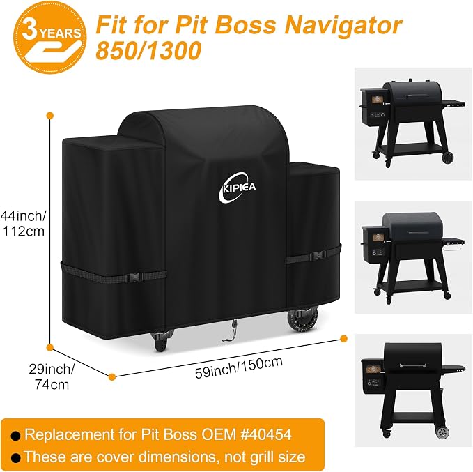 600D Pellet Grill Cover for Pit Boss Navigator 850/1300, Competition 1250, Waterproof BBQ Smoker Cover, UV Resistant, No Tear, No Fading