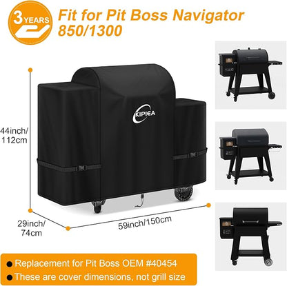 600D Pellet Grill Cover for Pit Boss Navigator 850/1300, Competition 1250, Waterproof BBQ Smoker Cover, UV Resistant, No Tear, No Fading