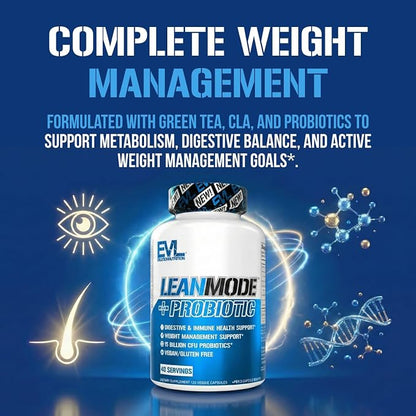 Evlution Nutrition Leanmode + Probiotic, Advanced Probiotic Capsule Supplement, 15 Billion CFUs per Serving, Digestive Support & Gut Health (40 Servings)