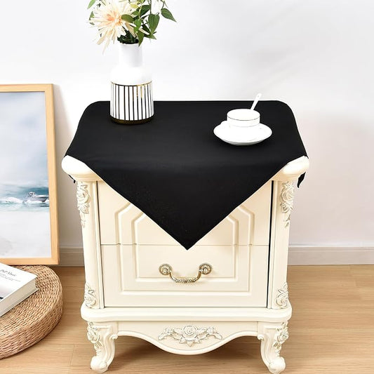 Wolkemer 2 Pack Small Square Tablecloth 24 x 24 Inch Washable Fabric Table Cloth Solid Black Table Cover for Nightstand End Bedside Table Tabletop Decoration