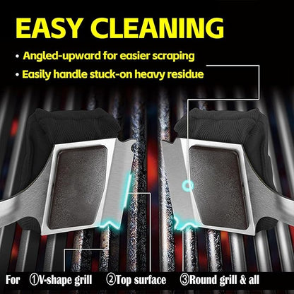 Steam Bristle Free Grill Brush Safe Steam Cleaning Tool Dishwasher Safe Thickened Aramid Fiber Scrubber for Outdoor Grill Grates, Flat Tops, Cast Iron & Stainless Steel Gifts for Men/Dad