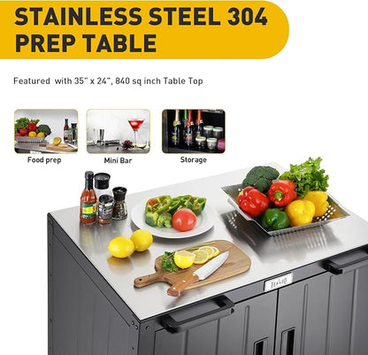 Feasto Outdoor Kitchen,Modular Outdoor Kitchen Island with Storage | Outdoor Kitchen Cabinets with Propane Stoves,Multifunctional Movable Grill Cart