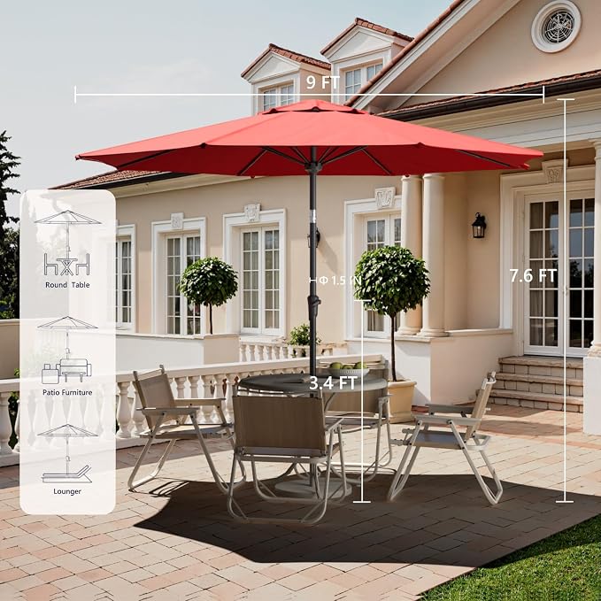 Outdoor Patio Umbrella, 8 Ribs Market Table Umbrella